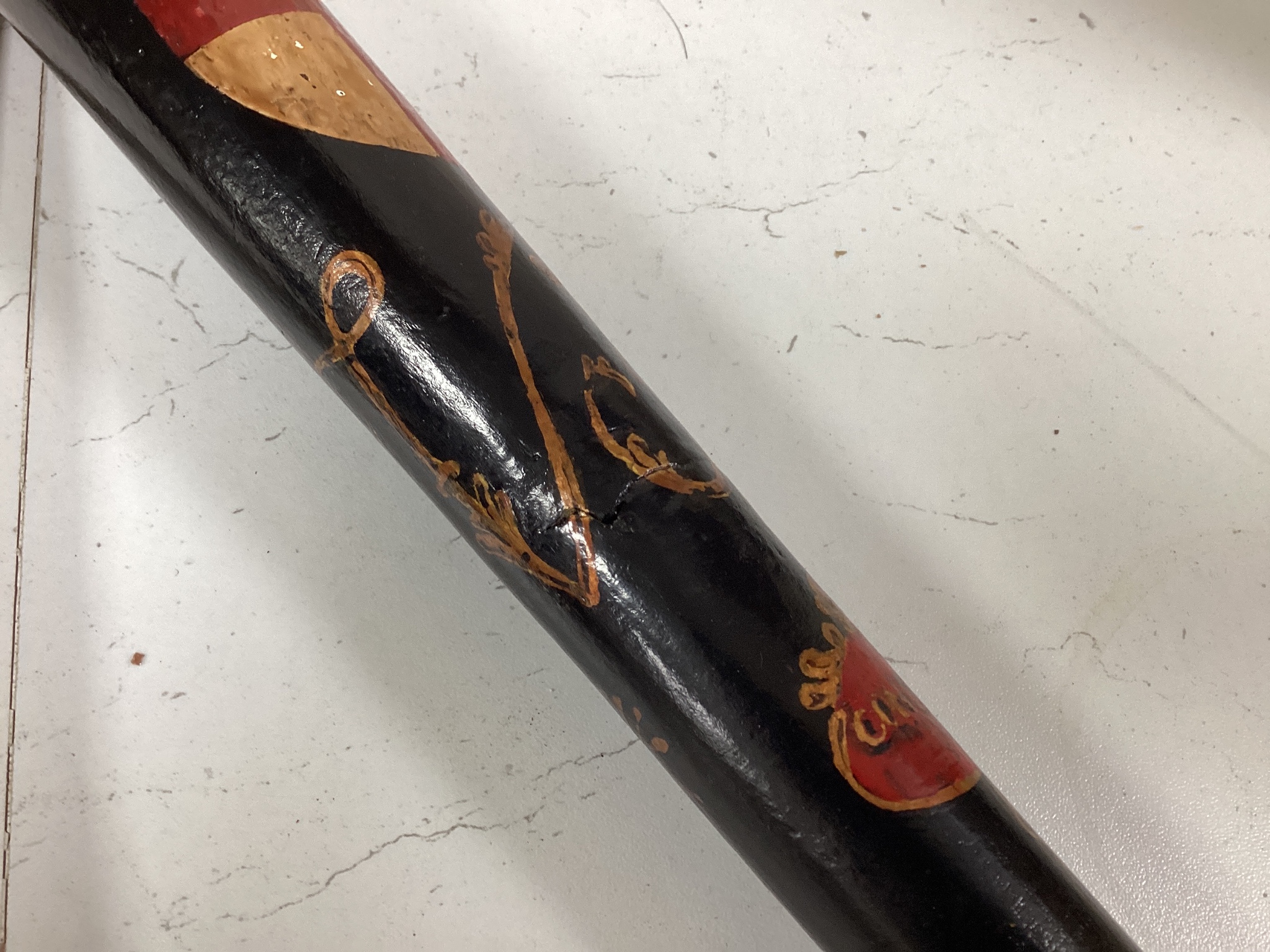 A Victorian painted constable's truncheon, 46cm long